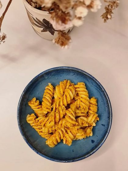 My handmade salad and pasta bowl in a deep blue glaze. This stoneware bowl is microwave and dishwasher safe, making it convenient, durable, and a reliable addition to your kitchen.