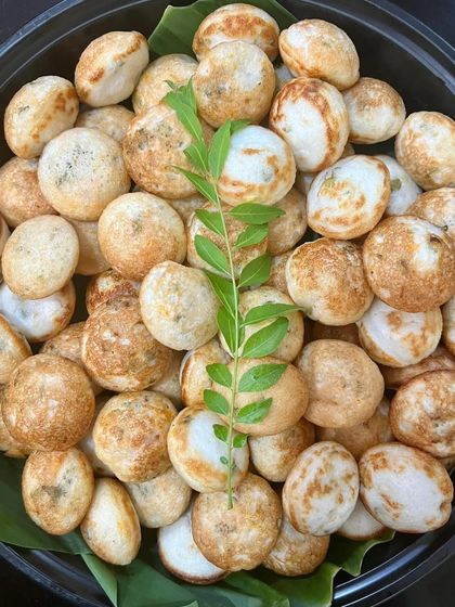 Soft and fluffy Paniyaram, another delightful dish from my South Indian menu. These savoury rice balls are a healthy and delicious treat.