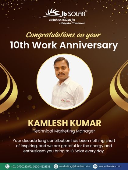 We celebrate the dedication of our team members who make our success possible. Congratulations to Kamlesh Kumar, our Technical Marketing Manager, on his 10th work anniversary. His expertise and enthusiasm have been integral to our journey.