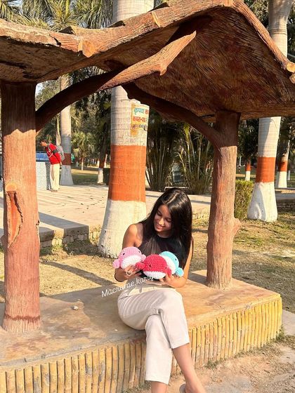 A quiet moment with our handmade crochet whales. Each one is crafted with care, making them a special and personal gift.