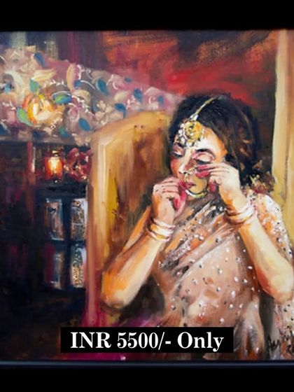 An impressionistic painting of a bride, titled 'The Bride's Solitude'. This framed piece is available for purchase and would make a beautiful addition to any art collection.