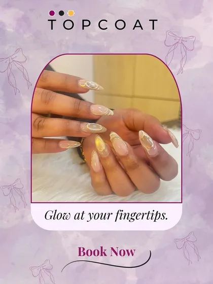 Glow at your fingertips. This design features a beautiful, glossy cat-eye effect on long, almond-shaped nail extensions for a look that never goes out of style.
