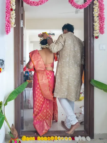 The first step into a new home is more than just a moment, it's the beginning of a new story. I love capturing the significance of this beautiful Gruhapravesam ritual.