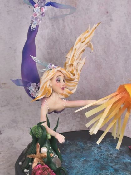 Another angle of the 'Tangled Under Water' scene, showing the mermaid reaching for the glowing jellyfish. The entire piece is balanced to create a sense of movement and wonder.