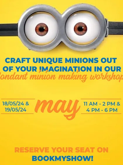 Our fun poster for the 'Fondant Minion Making Workshop', using the iconic minion goggles to grab attention for this playful, creative class.