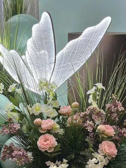 A close-up of the delicate, glowing butterfly prop, showing the intricate details that make my decor stand out.