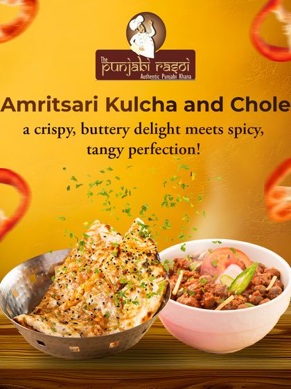 Our Amritsari Kulcha and Chole are calling your name. This crispy, buttery delight meets spicy, tangy perfection in one of Punjab's most famous combinations.