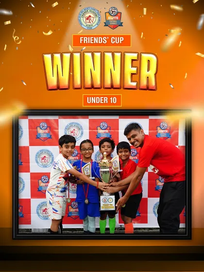 Our youngest champions! The Under-10 team celebrating their win at the Friends' Cup, showing that talent development starts early.