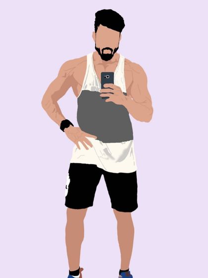 Faceless illustrations aren't just for couples. Here's a custom portrait for a fitness enthusiast, capturing his physique and style.