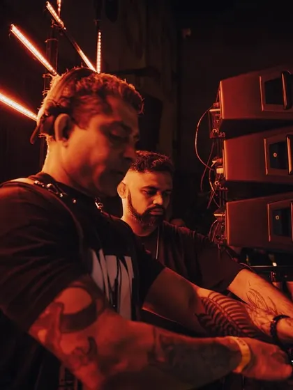 A close-up of me and Stoked during our GIGx 440Hz set. The intensity and focus are palpable as we mix.