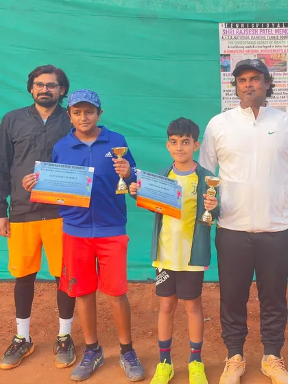 The winners and runners-up of the Boy's Doubles at the 6th Shri Rajesh Patel Memorial AITA Championship Series.