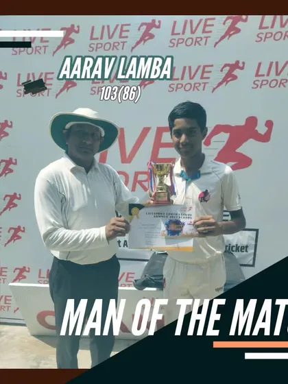 Aarav Lamba, Man of the Match in the Livesport Youth League 2023 for his brilliant century. A knock of great maturity.