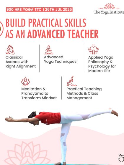 Build practical skills as an advanced teacher. Our curriculum covers classical asanas with right alignment, advanced pranayama, and applied yoga psychology for modern life.