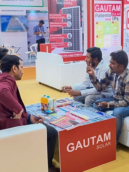 Our team engaging with potential partners and clients at the RenewX exhibition in Hyderabad.