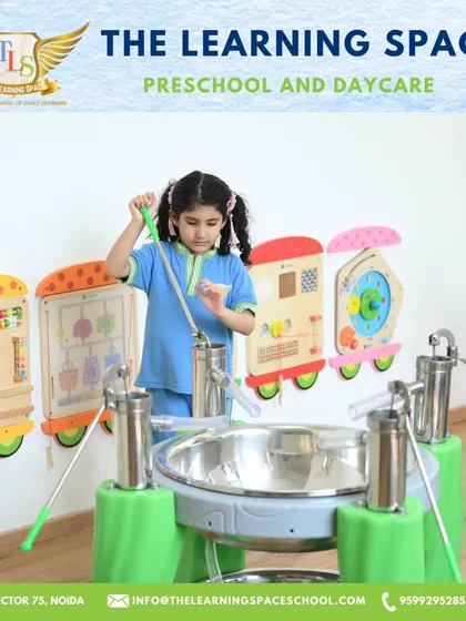 Our innovation lab is full of exciting tools for discovery. This music station encourages children to experiment with rhythm and sound in a playful way.