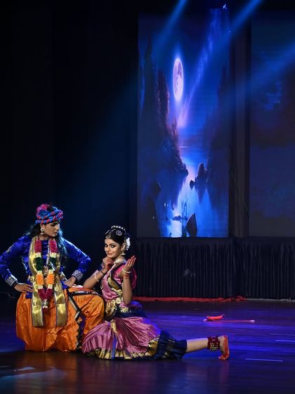 A beautiful depiction of Krishna and a Gopika from our production "Vande Jagatguru". The chemistry and storytelling between the two dancers are captivating.