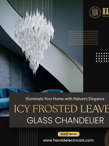 Illuminate your home with nature's elegance. The Icy Frosted Leaves Glass Chandelier features a cascade of frosted glass leaves, creating a stunning focal point for a modern staircase or living room.