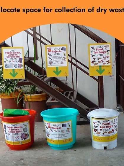 Allocating a dedicated, well-marked space for dry waste collection is the first step. This makes it easy for residents and staff to segregate paper, plastic, and rejects correctly.