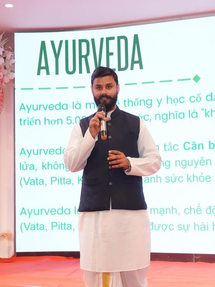 Presenting the principles of Ayurveda to an eager audience in Vietnam. I believe in sharing the holistic sciences of India with the world, showing how ancient wisdom is more relevant than ever today.