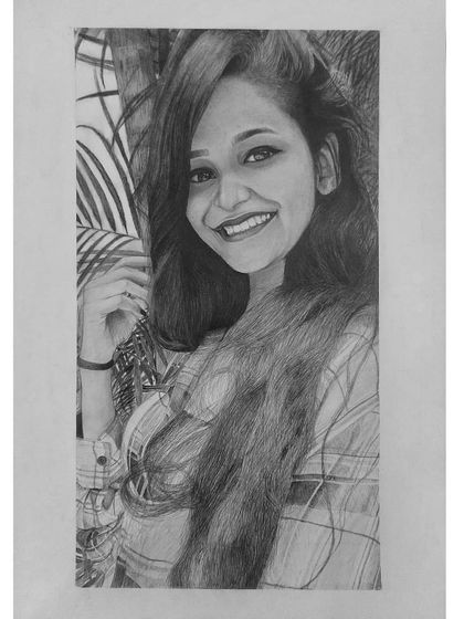 A sketch can be a great way to impress your crush. This portrait was made to capture a bright, happy smile that lights up the whole picture.