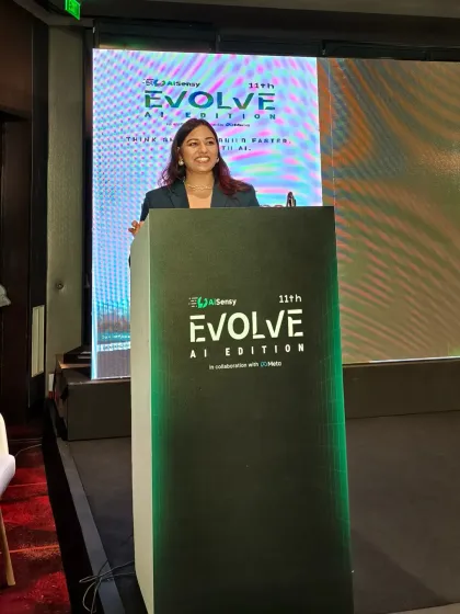 On stage at the 11th Evolve AI Edition summit, where I balanced a professional tone with engaging energy. I ensure that even in knowledge-heavy conferences, the audience remains connected and the flow is seamless from start to finish.