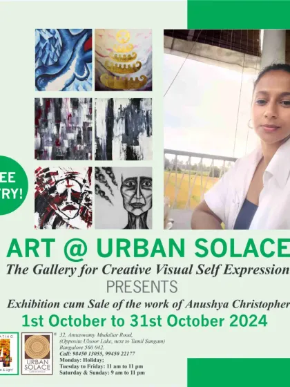 Announcing an exhibition and sale of work by local artist Anushya Christopher. We are committed to supporting and promoting local talent.