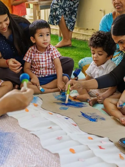 Our classes are a community. We create a warm, welcoming space where parents and children can connect, learn, and create alongside other families. These shared experiences build confidence and foster a sense of belonging for both you and your little one.