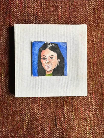 A flat lay of my mini Shrutika portrait.