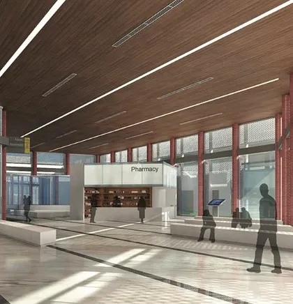 In healthcare architecture, design must promote healing and comfort. The main lobby of Rukmani Birla Hospital in Jaipur uses high ceilings, natural materials, and abundant light to create a calming, spacious environment that reduces stress for patients and staff alike.