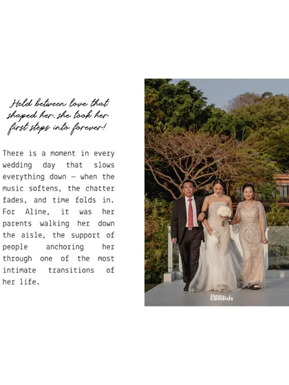The bride is walked down the aisle by her parents. A slow, emotional moment where time seems to fold in, marking one of life's most intimate transitions.