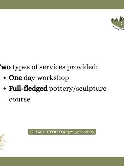 We offer two main types of services: fun one-day workshops and full-fledged pottery or sculpture courses.