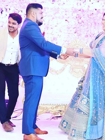 A happy moment captured during an engagement ceremony. I love being part of the beginning of a couple's journey, ensuring their first official celebration is full of joy.