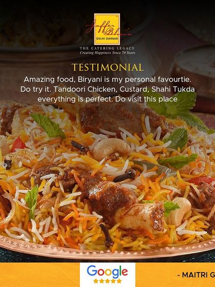 A glowing review from a guest who names our Biryani as their personal favorite. It is always rewarding to see our signature dishes, like Tandoori Chicken and Shahi Tukda, being enjoyed and recommended by our patrons.