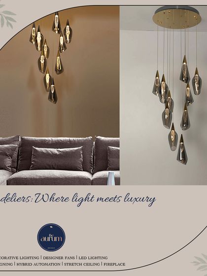 A cluster of smoked glass teardrop pendants creates a dramatic, moody chandelier. This is a perfect choice for adding depth and sophistication to a living room or lounge area.