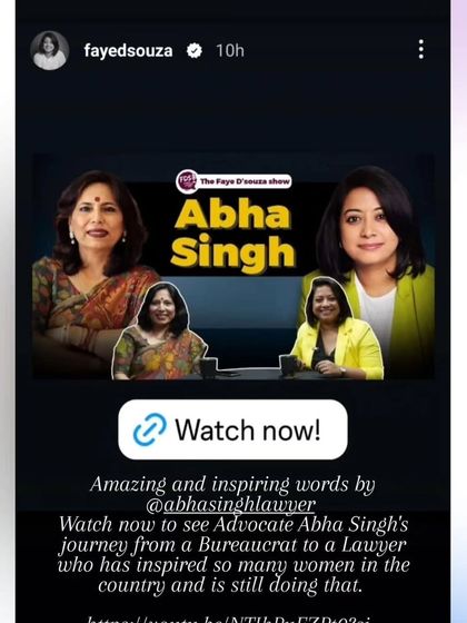 A shout-out from journalist Faye D'Souza for my interview on her show, where I shared my journey from a bureaucrat to a lawyer.