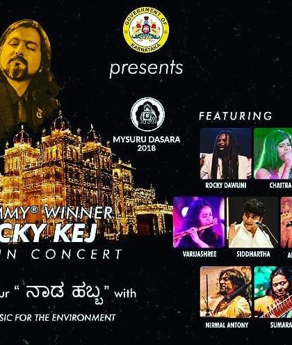 A poster from a memorable performance with Ricky Kej at the historic Mysuru Palace for Mysuru Dasara 2018. It was a wonderful celebration of world music for the environment.