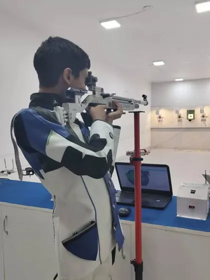 12-year-old Shiven Kumar in perfect form as he gears up for the Delhi State Shooting Championship at our state-of-the-art range.