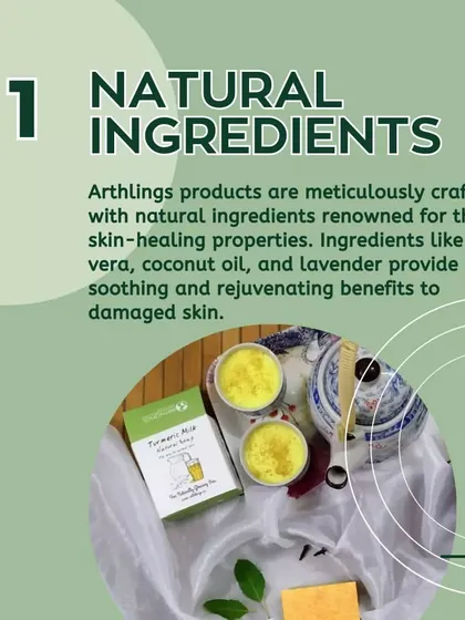 Our products are crafted with natural ingredients renowned for their skin-healing properties, like soothing aloe vera, nourishing coconut oil, and calming lavender.