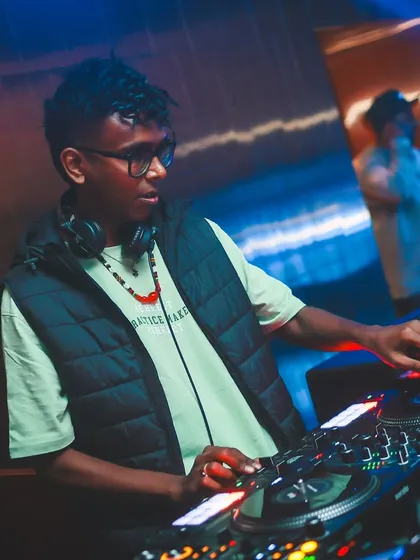 Locked in and focused on the mix. Every track is chosen to keep the energy flowing. This is me in my element, controlling the sound of the night.