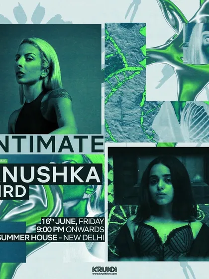 The poster for an "Intimate" night at Summer House Cafe with Anushka. These smaller, curated events are all about the music and creating a close connection with the audience.