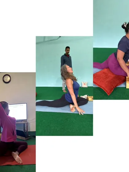 There is no "one size fits all" in yoga. This image shows how different individuals experience the same pose. I specialize in adapting postures using props and personalized guidance to ensure every participant has a safe, comfortable, and effective practice.