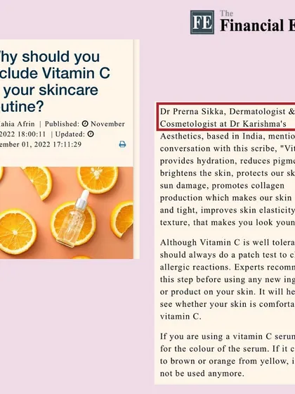Here, I shared my expertise with The Financial Express on the benefits of incorporating Vitamin C into a daily skincare regimen for skin health and protection.