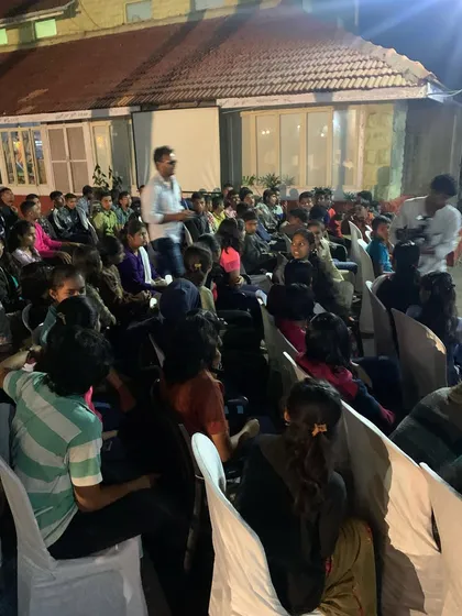 The energy of a live audience is everything. This was a wonderful crowd at an evening show in Alibag, fully engaged and ready for some fun. My goal is always to make sure everyone feels included.