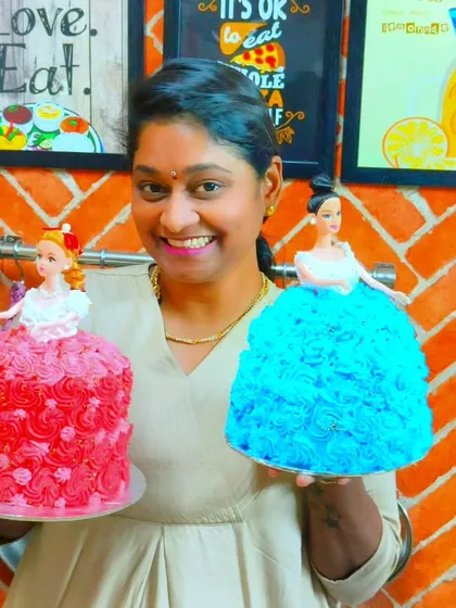 Here I am with doll cakes made in one of my professional classes. I believe anyone can learn to bake, and I make sure my classes are fun, supportive, and help you create cakes you can be proud of.