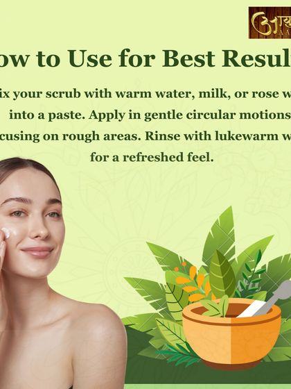 Here's how to use a natural scrub for the best results. Mix the powder with warm water, milk, or rose water to form a paste. Apply in gentle circular motions and rinse with lukewarm water for a refreshed feel.