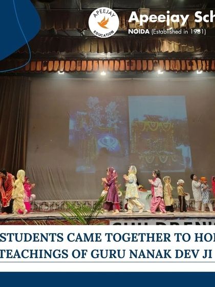 Our students came together on stage to honor the teachings of Guru Nanak Dev Ji. Dressed in colorful traditional attire, they created a beautiful tableau representing the spirit of the festival.
