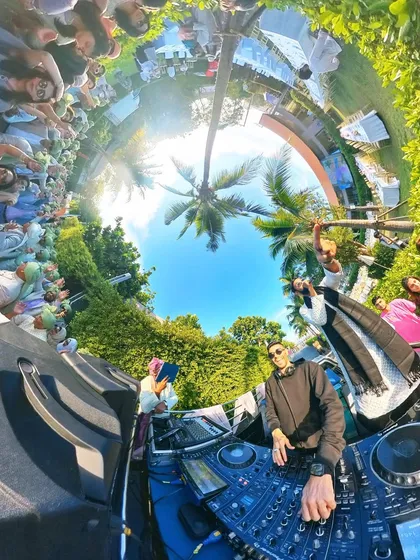 Music makes the world go round, literally. This 360-degree view captures the epic scale of a destination wedding baraat I played in Thailand. I bring the party anywhere you want to go.