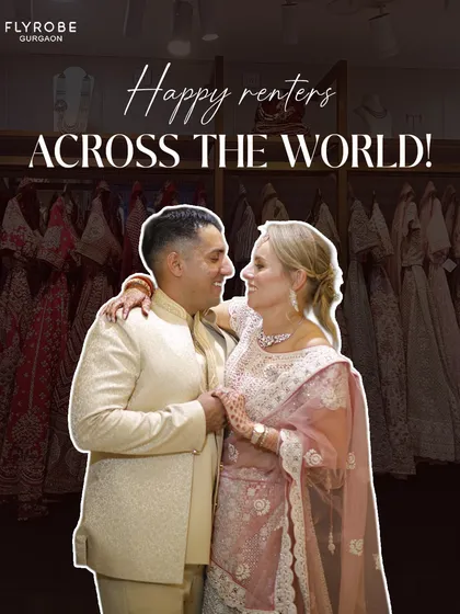 I love dressing up clients from all over the world. Seeing happy renters like this gorgeous couple makes my day. Your perfect Indian wedding look is waiting for you, no matter where you're from.