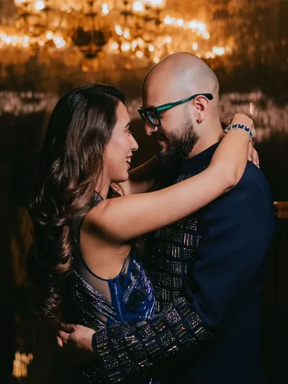 A beautiful portrait of the couple sharing a dance, their smiles reflecting the joy and love that filled their cocktail night.