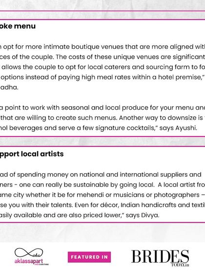 More tips from my Brides Today feature, including creating a bespoke menu and supporting local artists.